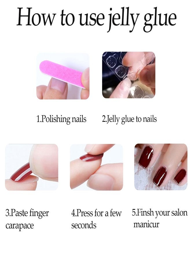 WAFOLOZE Press On Nails Short, Acrylic Nail Press ons, Short Square Press on Nails Fake Nails Glossy Red False Nails with Blue Pink Flowers Press ons Design Artificial Stick on Nails for Women 24Pcs - Image 5